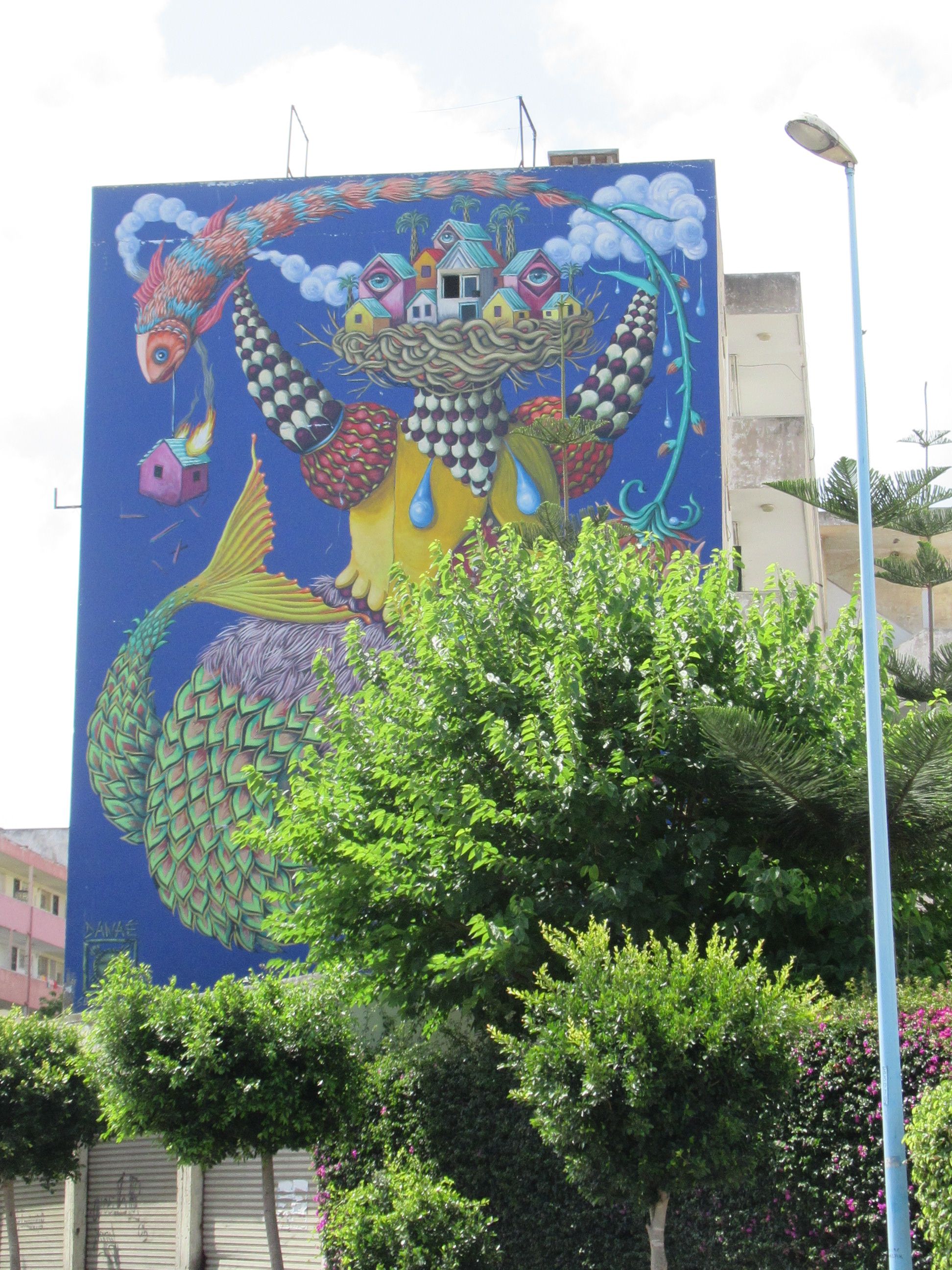 Fresque murale géante avec des poissons