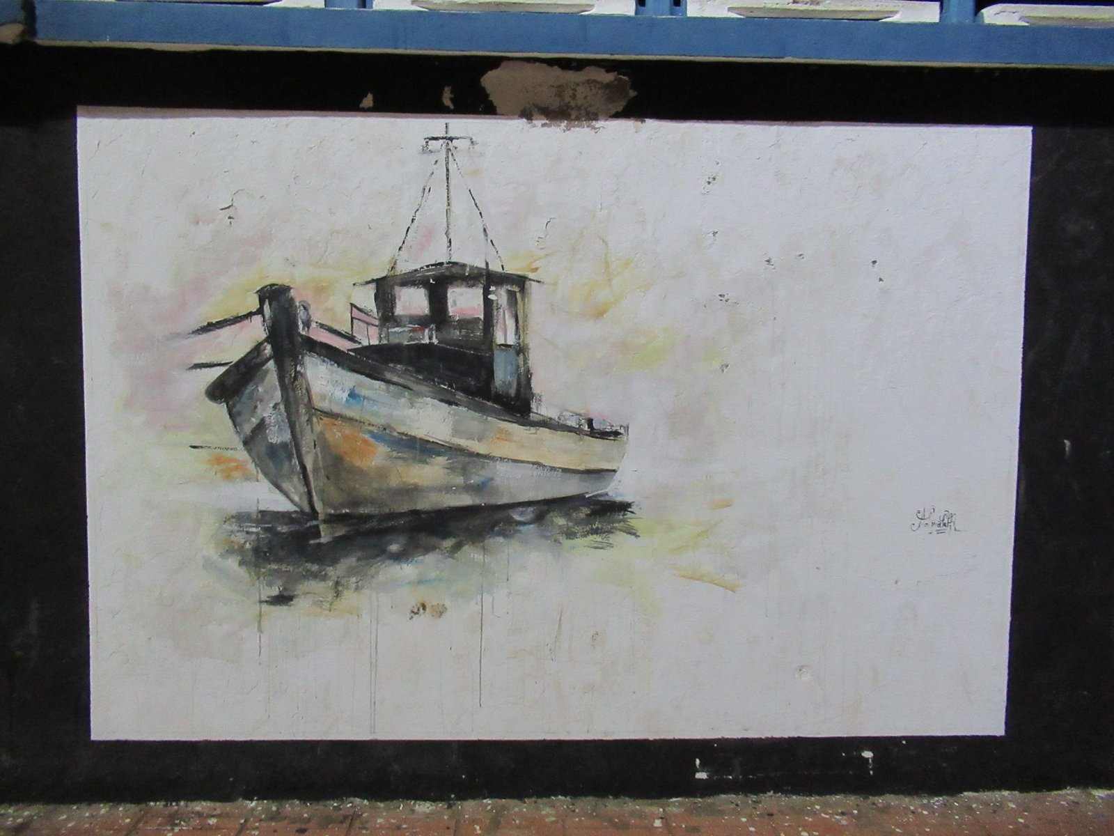 Peinture sur papier d'un bateau photo gratuite