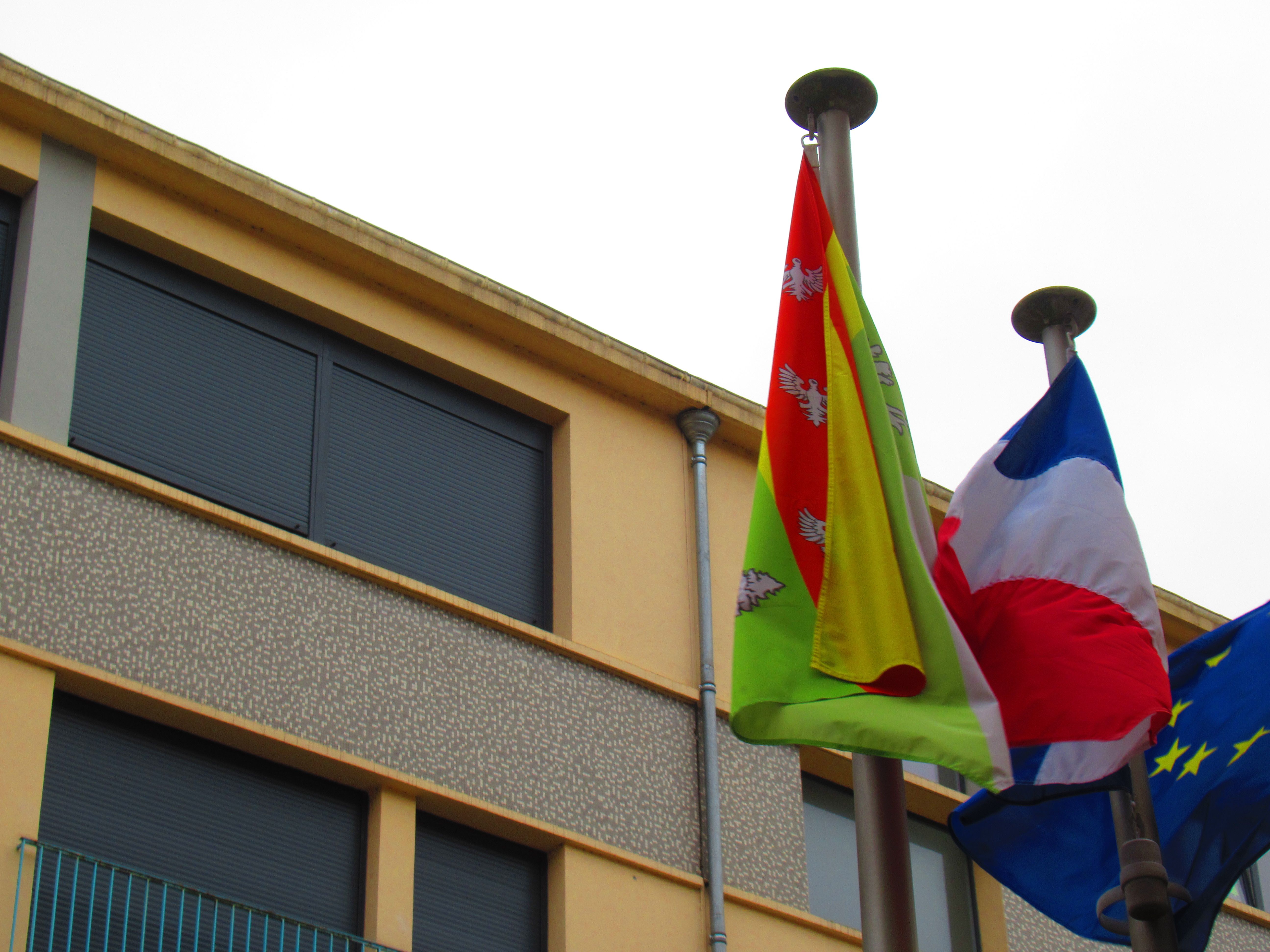 Drapeau des Vosges, France et de l'Union européenne photo gratuite - Flagge der Vogesen, Frankreich und der Europäischen Union, kostenloses Foto