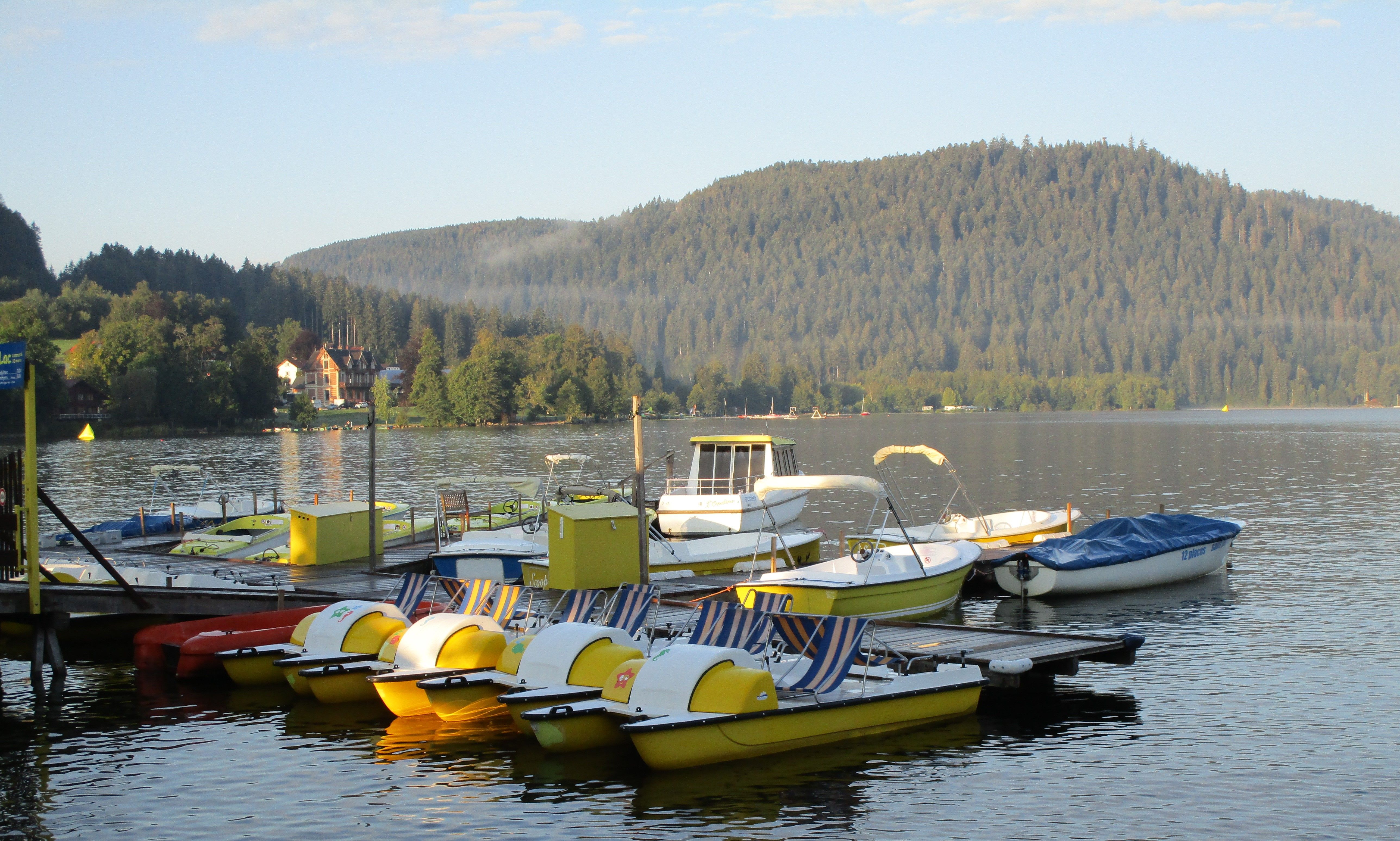 bateaux électriques et pédalos au bord du Lac Gérardmer en Lorraine en France