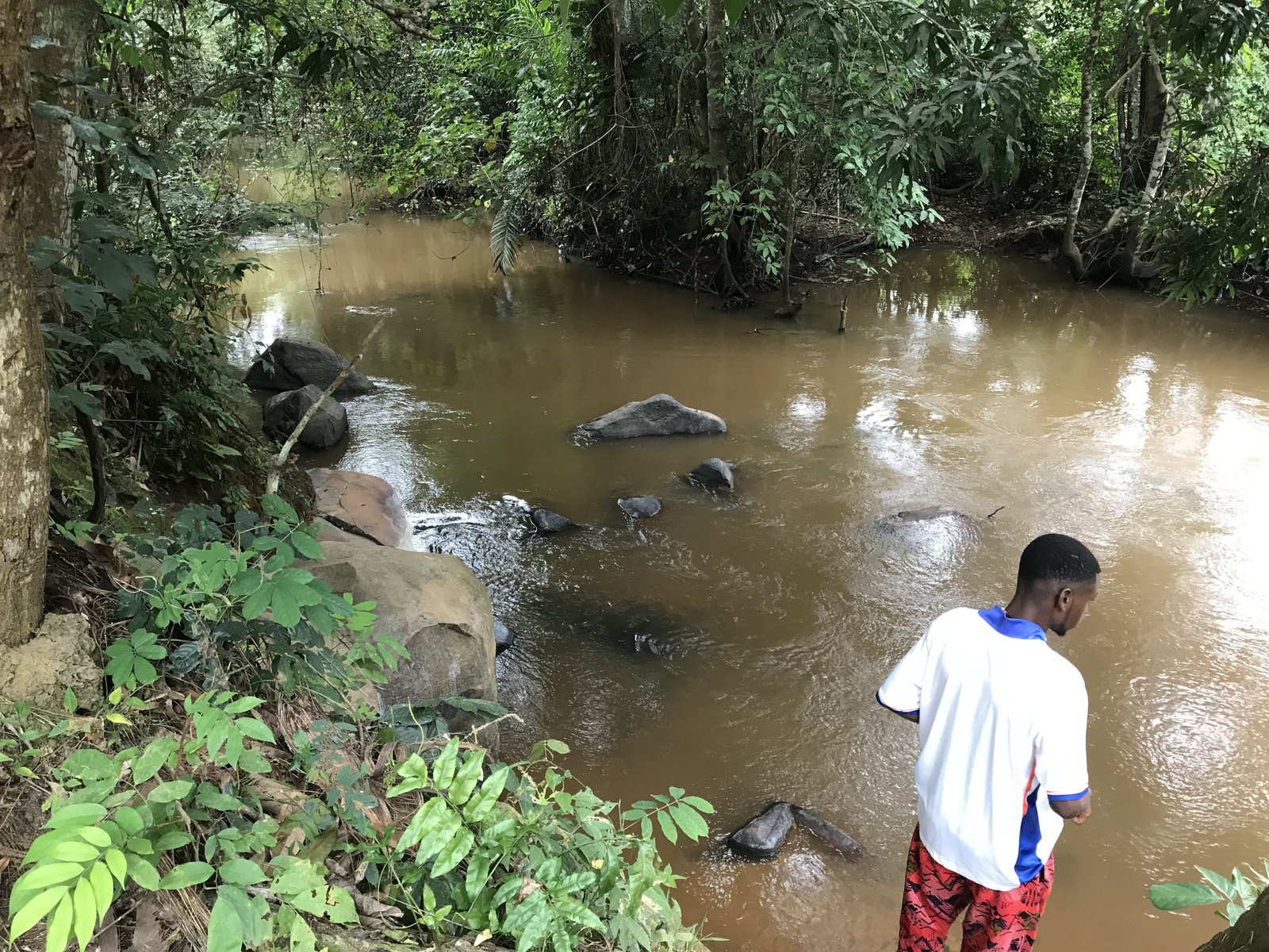 Un jeune au bord de la rivière photo gratuite
