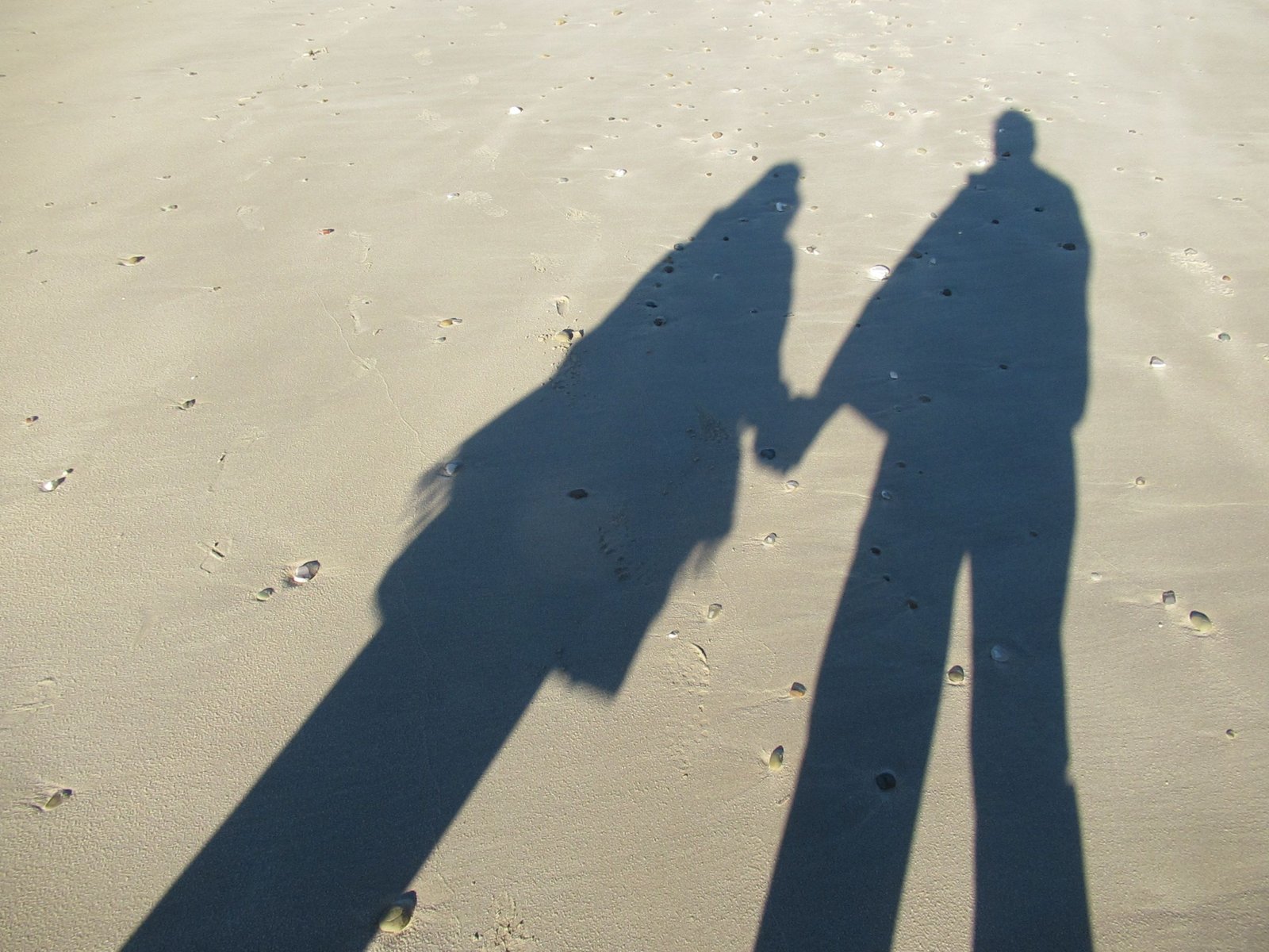 Ombre de deux personnes sur une plage