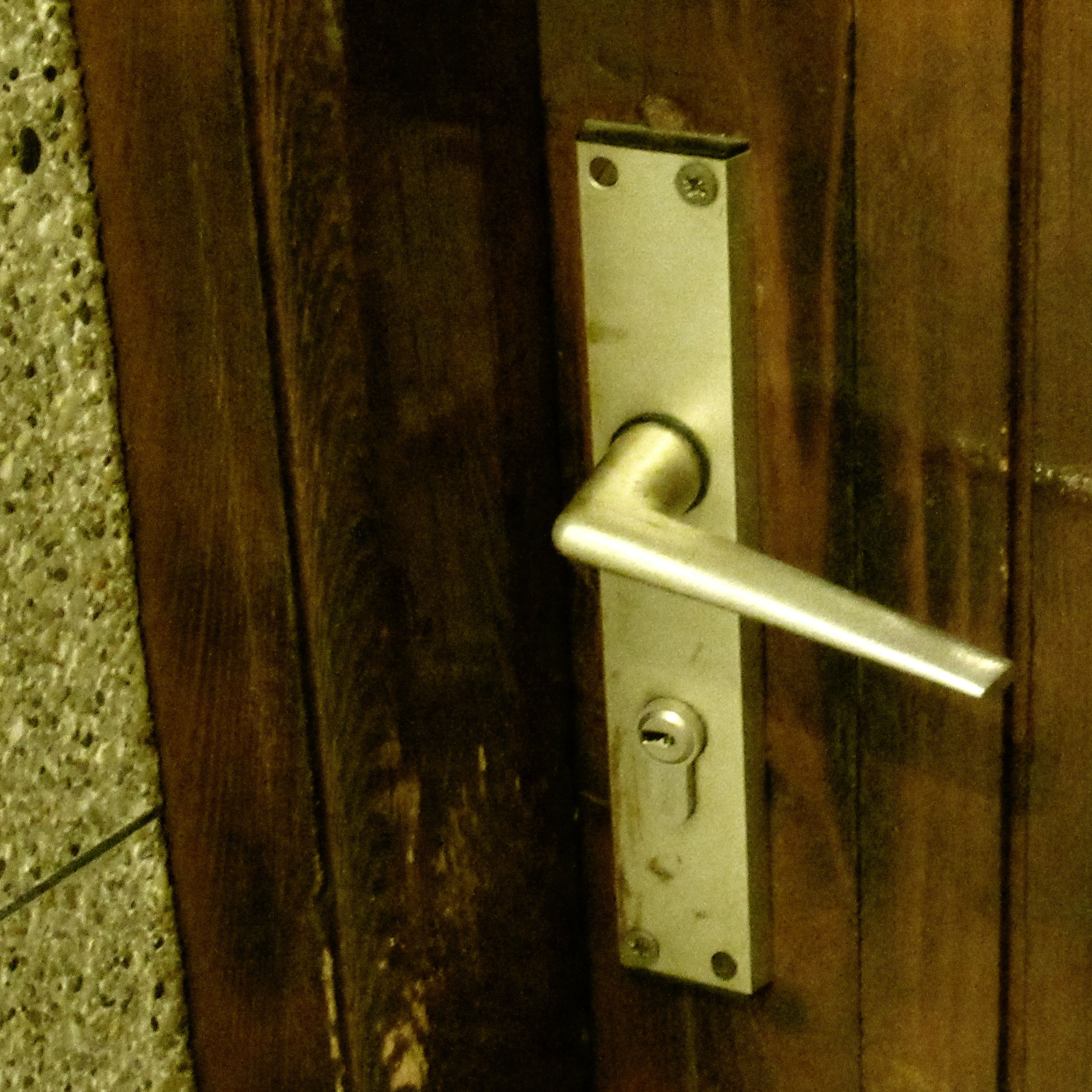 Poignée intérieure d'une porte d'entrée en bois