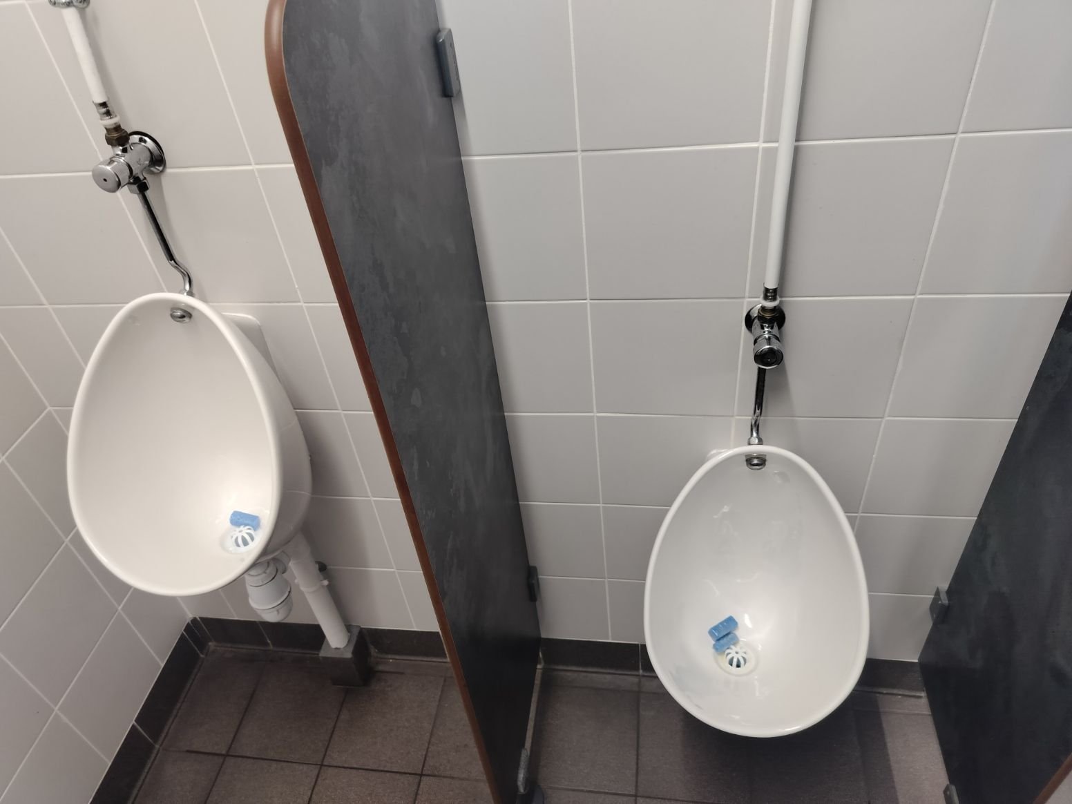 Urinoirs fixés au mur dans une toilette, photo gratuite