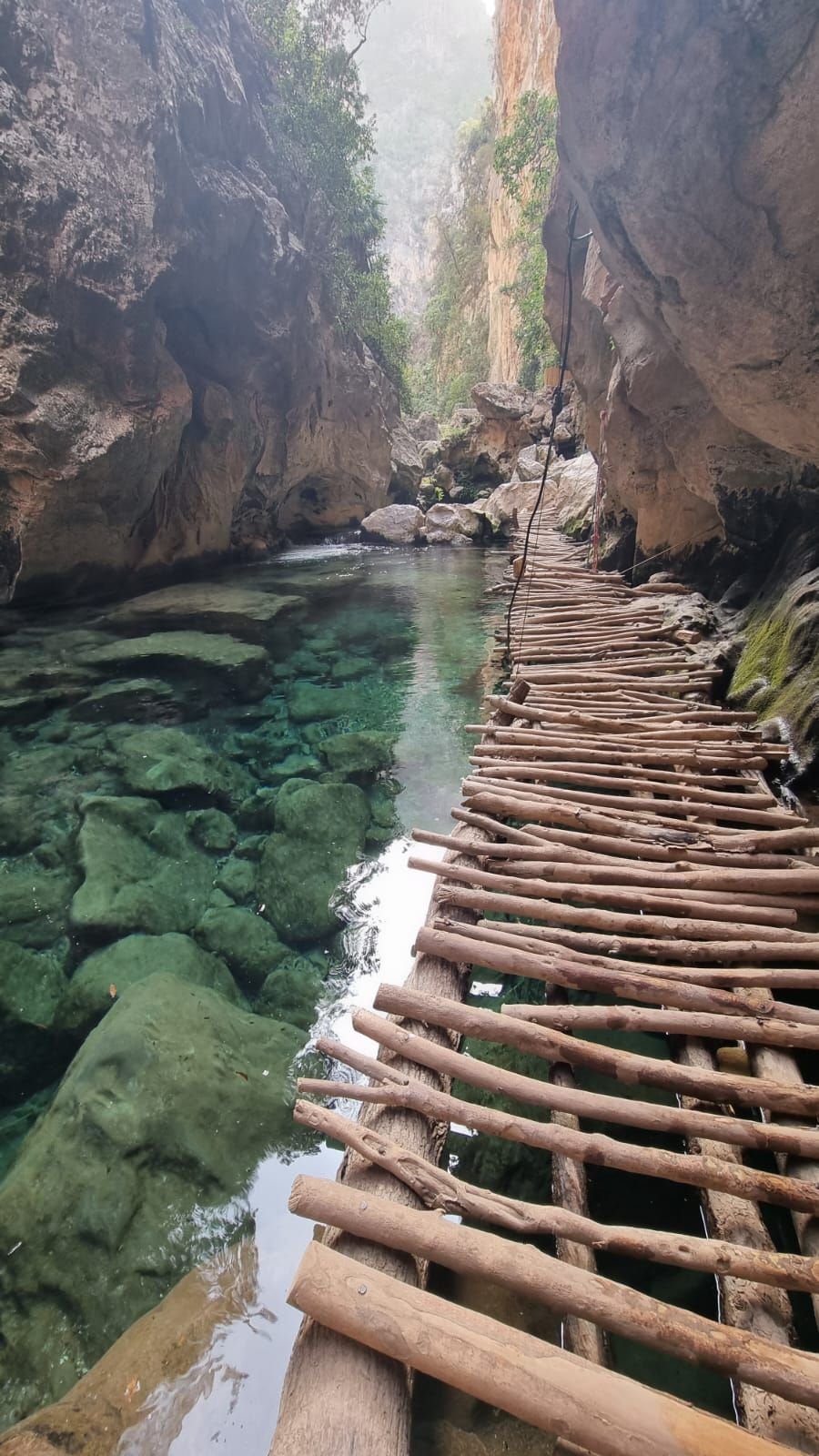 Pont en bâtons près des cascade Akchour au Maroc