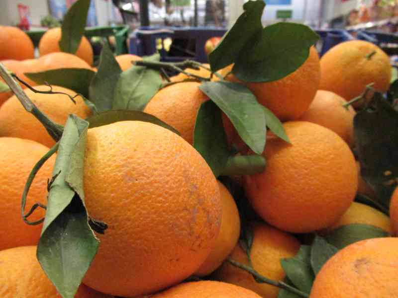 Gros plan sur une pile de orange mûres