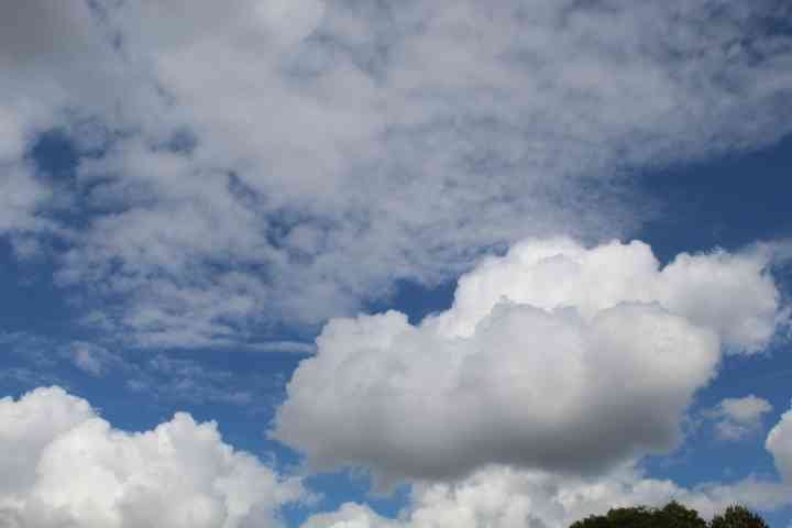 Bouffée de cumulus blancs sur un ciel bleu