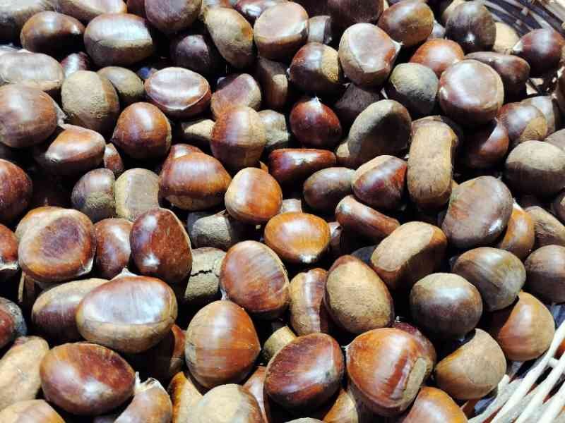 Châtaignes en vente dans un panier photo gratuite