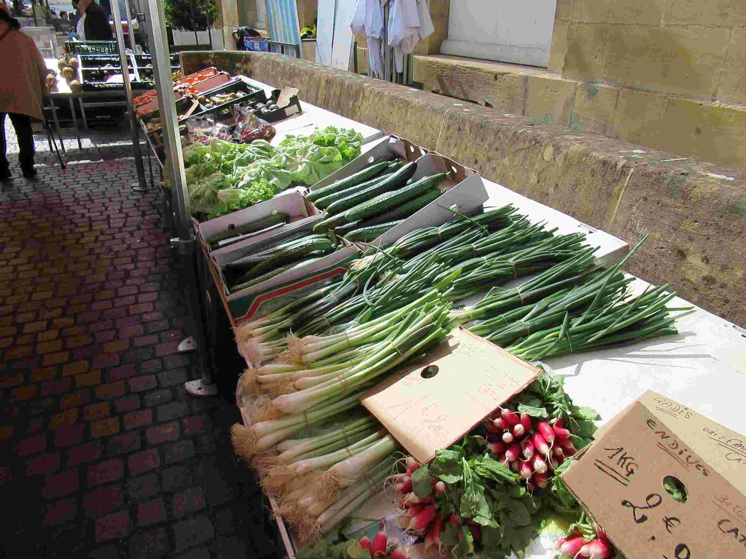 Poireaux concombres salades