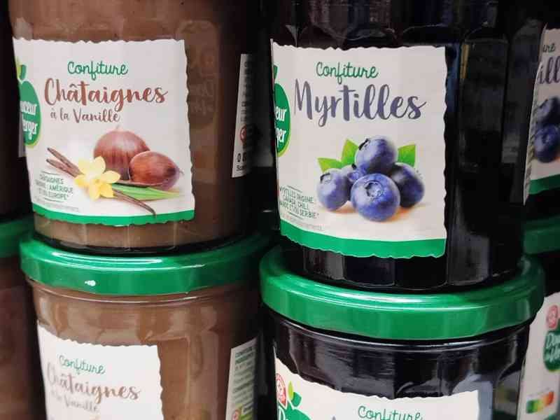 Rayon confiture dans un supermarché