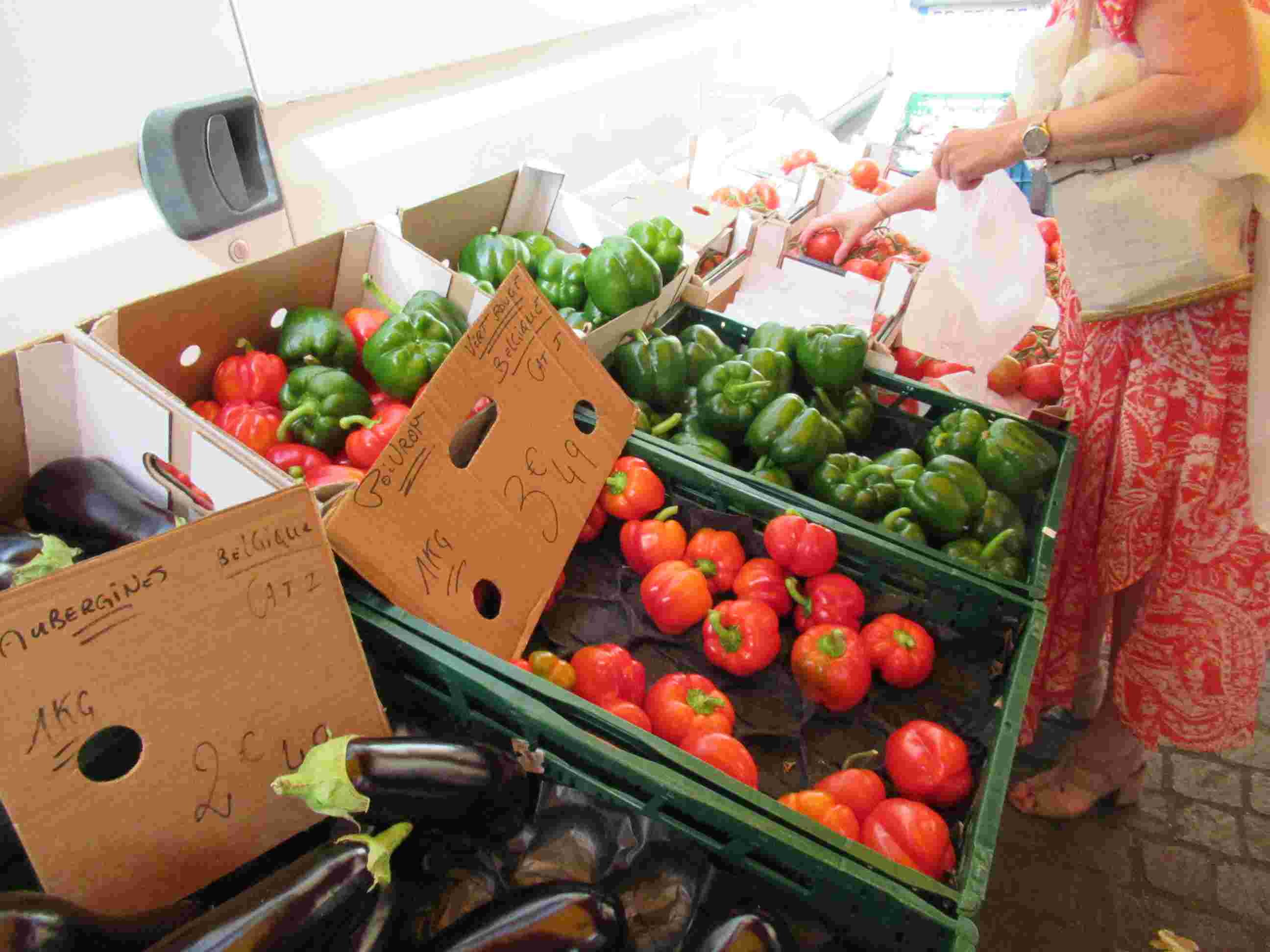 Aubergines poivrons tomates