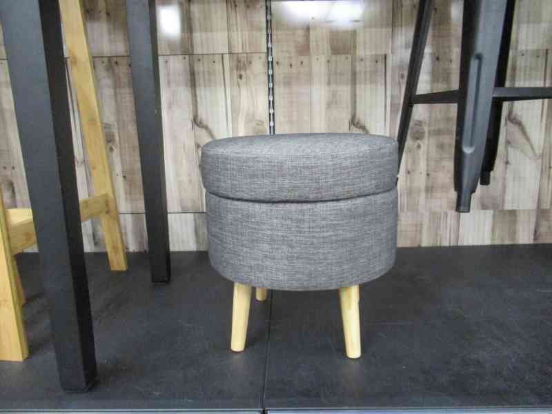 Pouf rond multifonction en lin de couleur grise