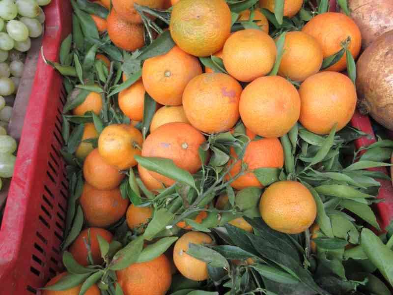 Panier de fruits oranges à vendre dans marché photo gratuite