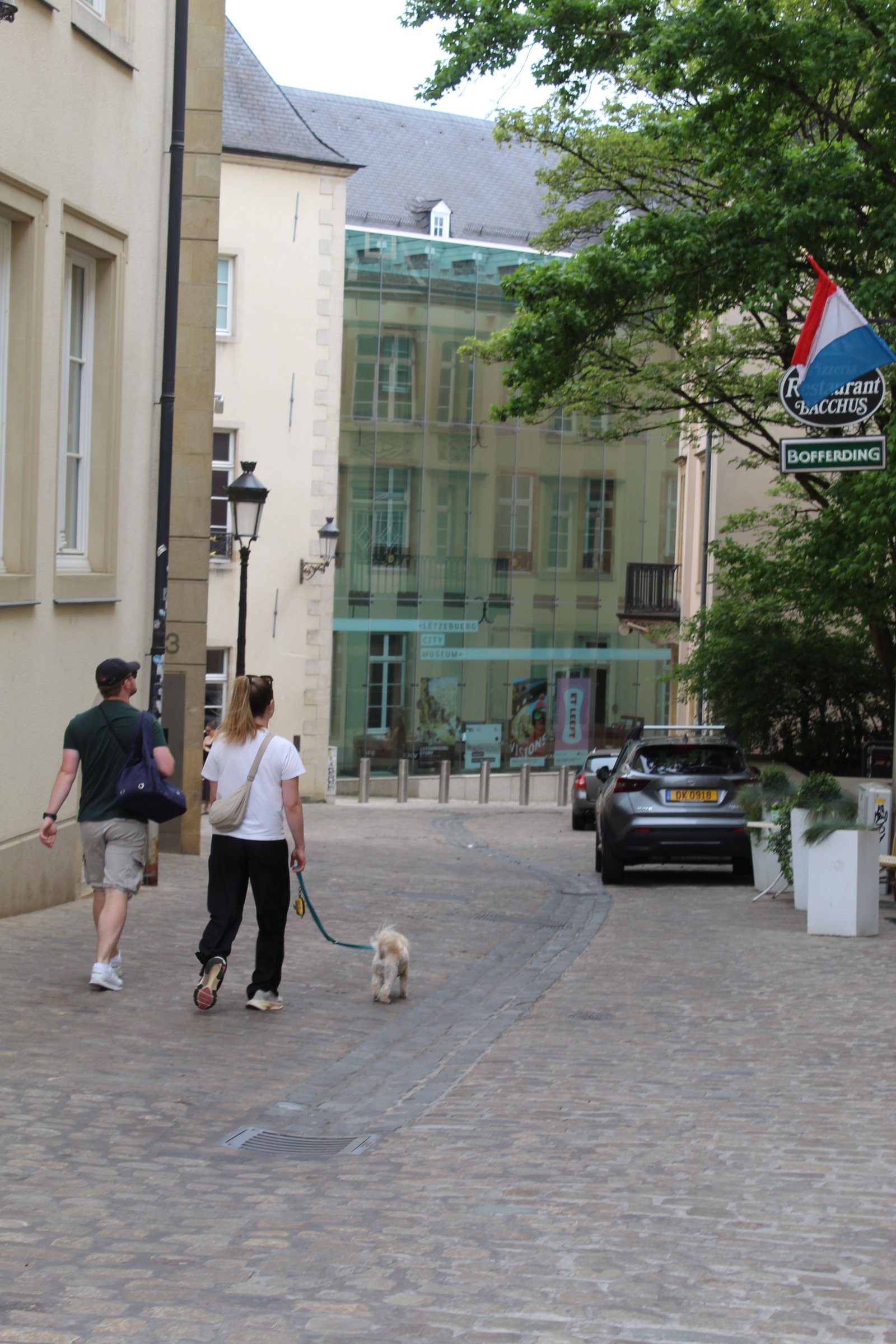 Promenade avec le chien dans la ville de Luxembourg, photo gratuite